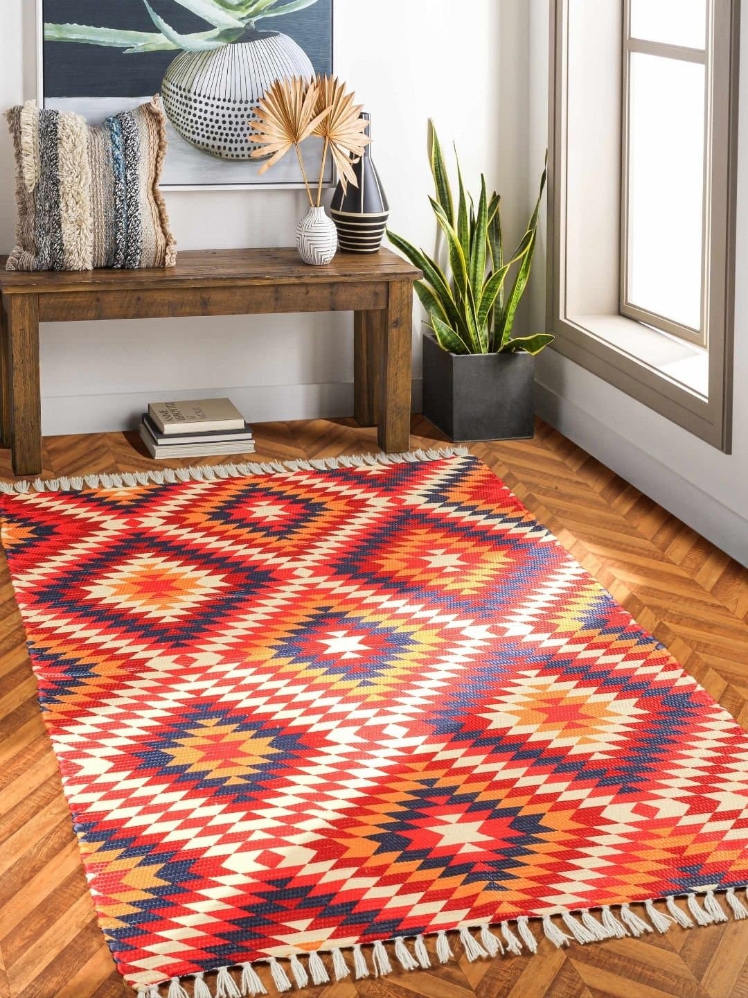 Handmade Cotton Printed Rug - Image 5