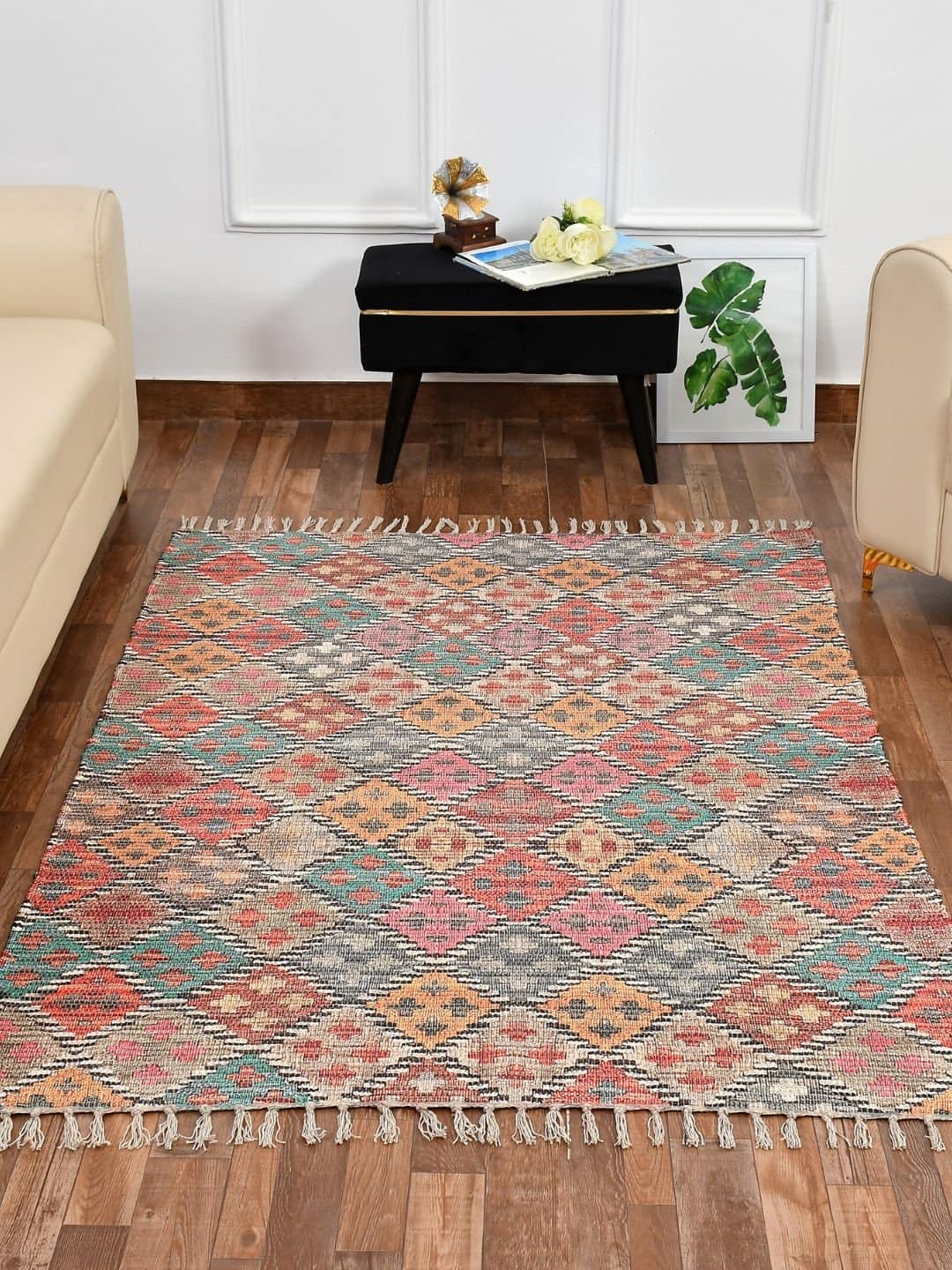 Handmade Multicolor Pattern Printed Rug - Image 2