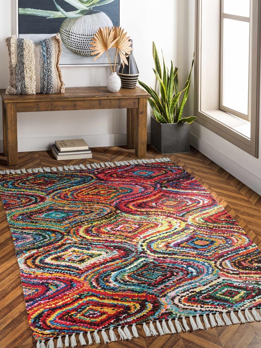 Handmade Cotton Multicolor Rug - Image 3