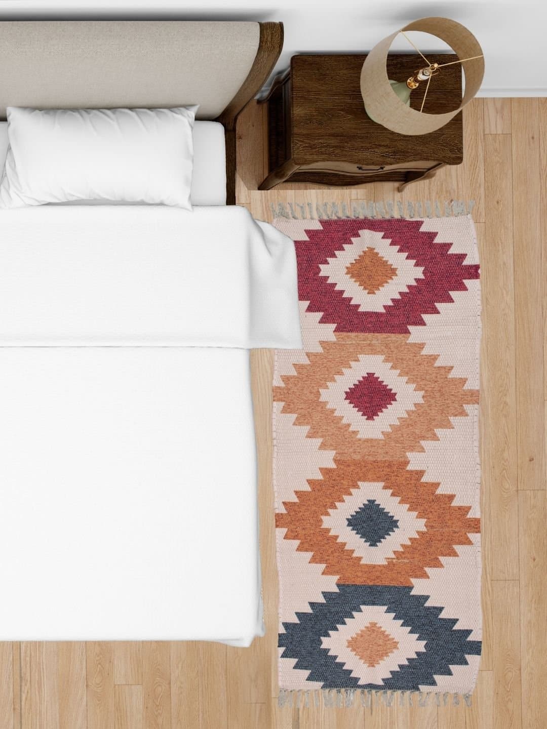 Handmade Creamy Multicolor Designed Rug