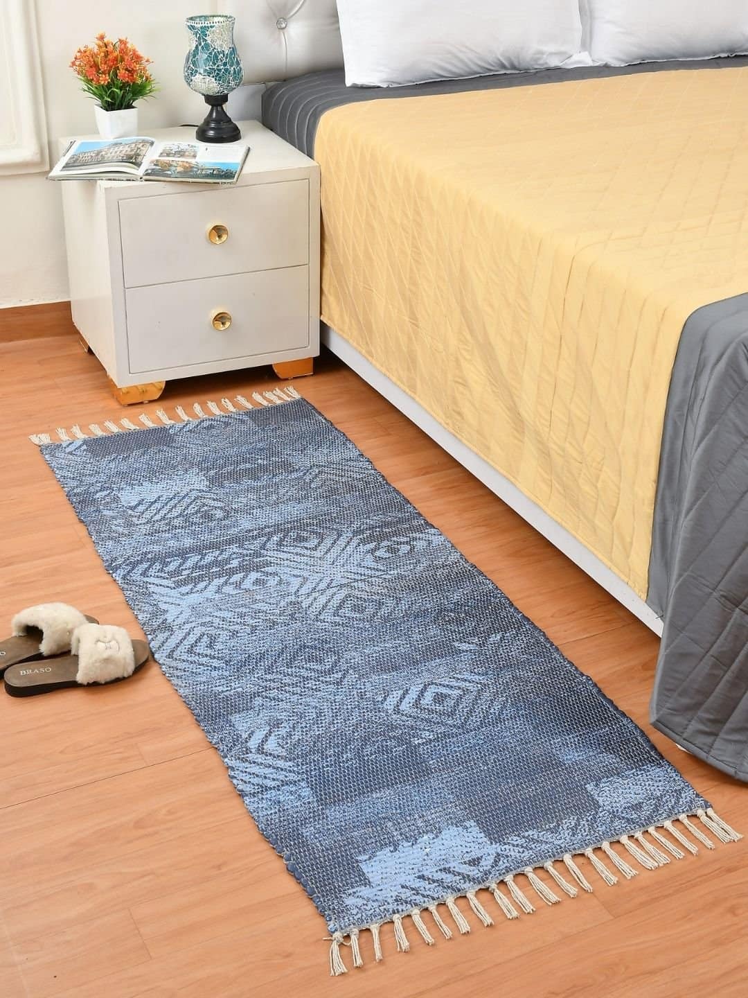Handmade Modern Blue Designed Rug - Image 3