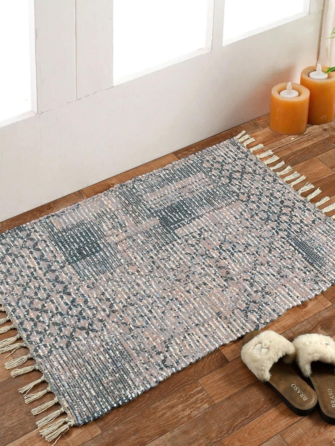 Handmade Grey Designed Printed Rug - Image 4
