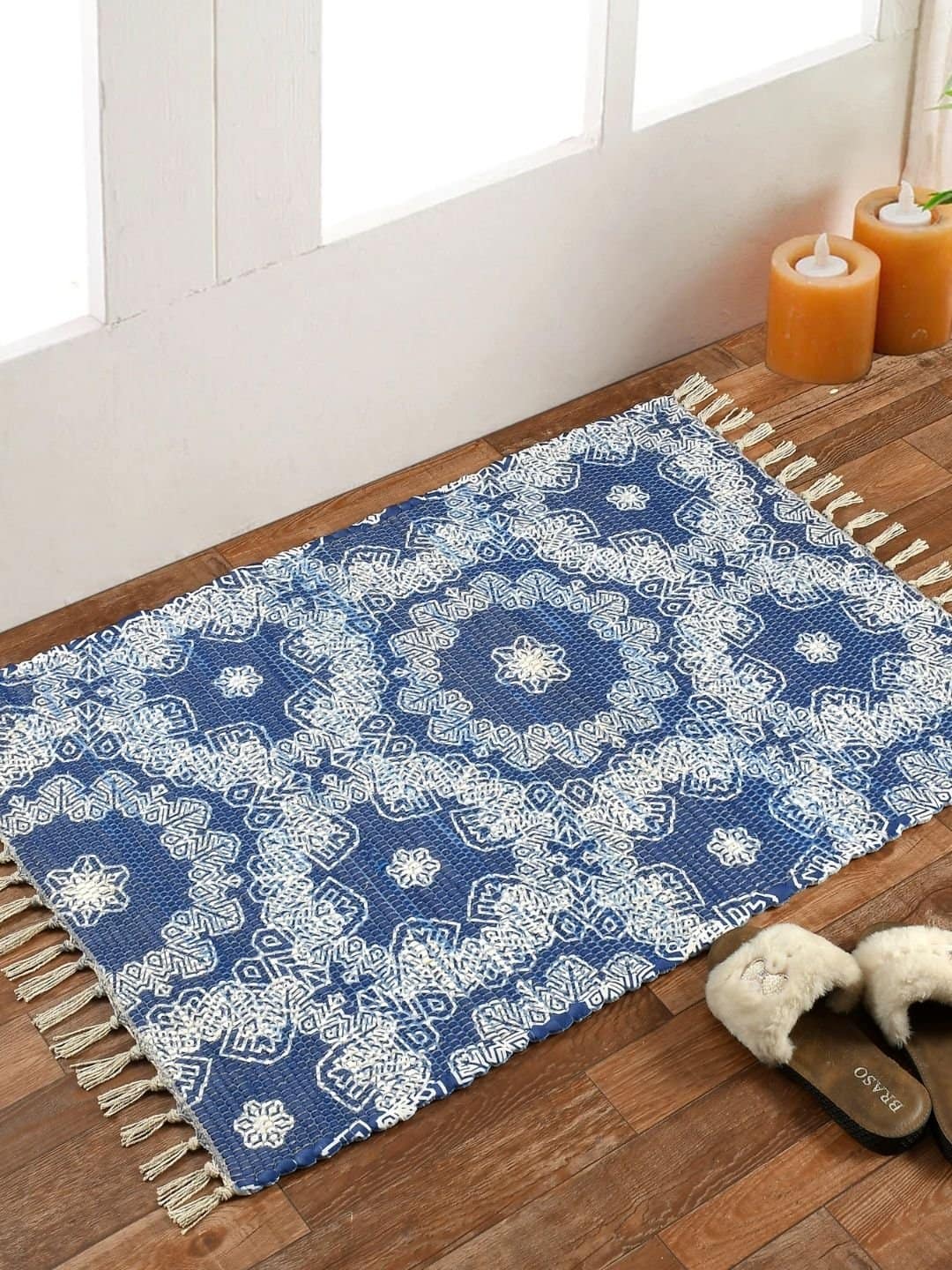 Handmade Blue-White Pattern Rug - Image 2