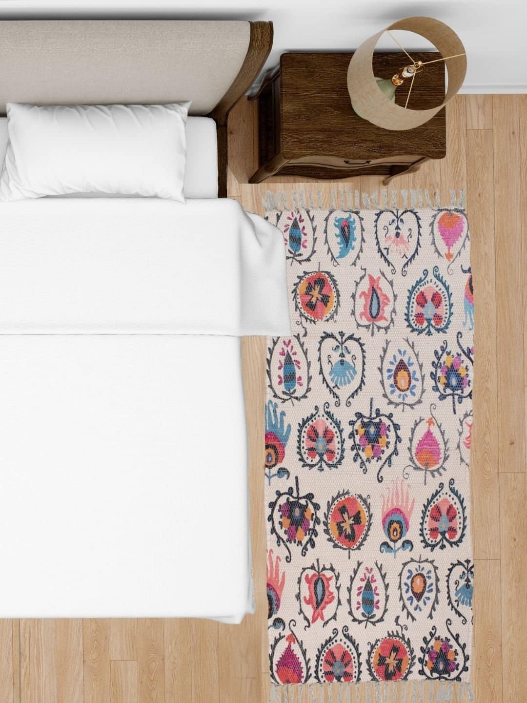Handmade Light Multicolor Designed Printed Rug