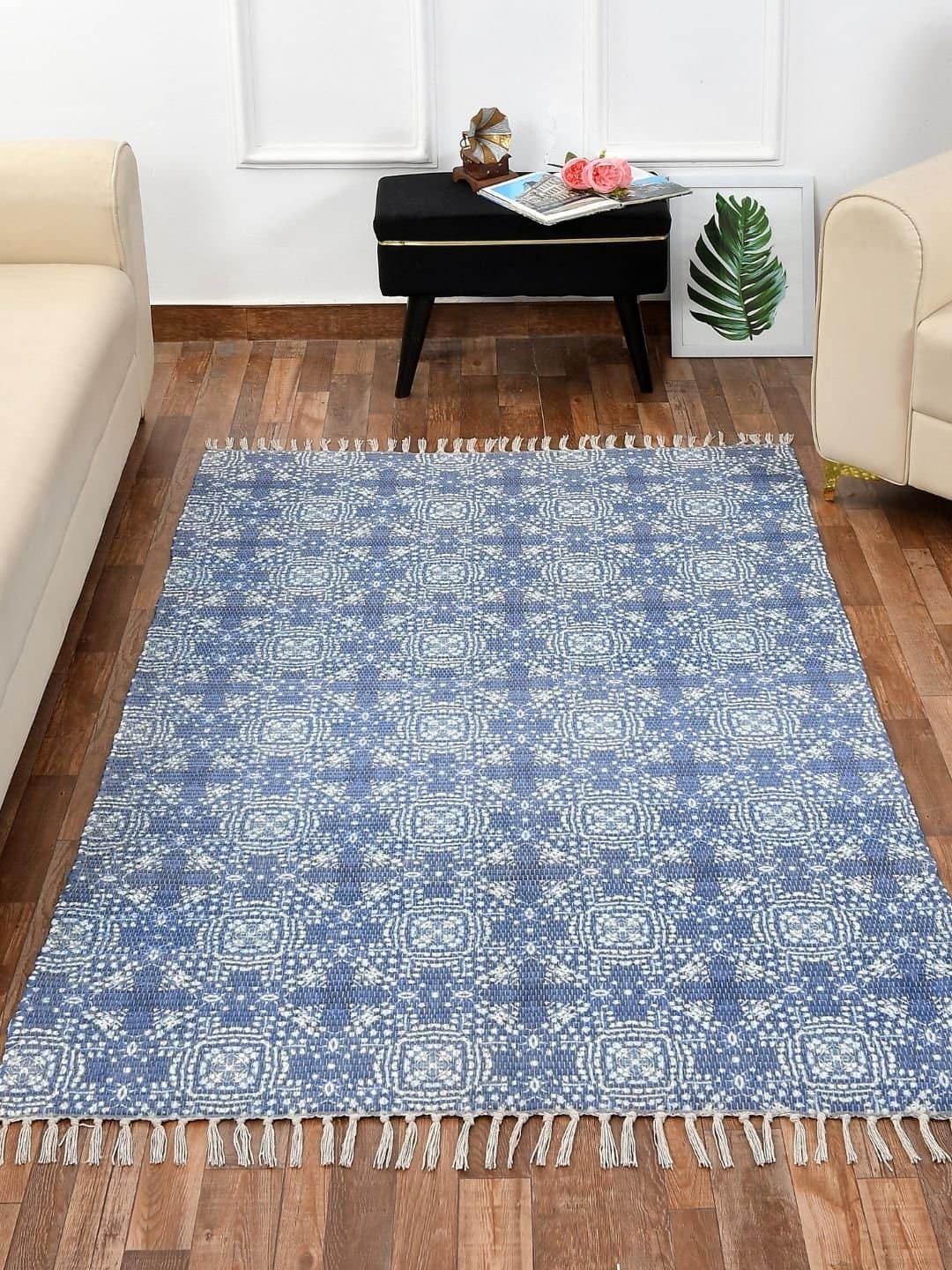 Handmade Blue design Modern Printed Rug - Image 2