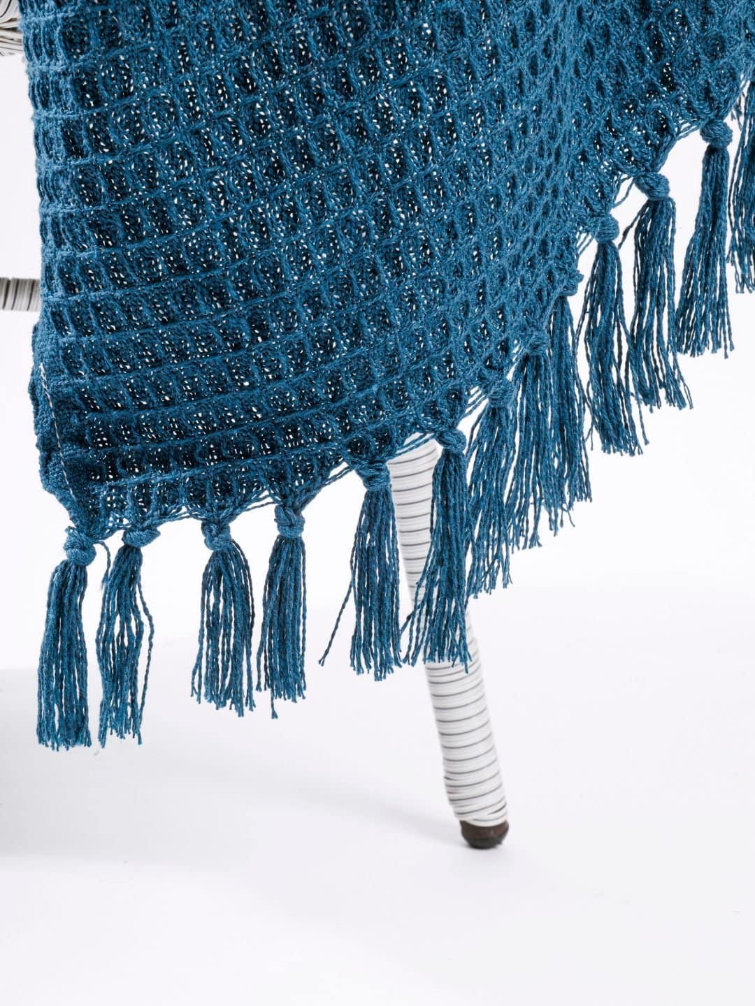 Waffle Weave Cotton Blue Throw - Image 4
