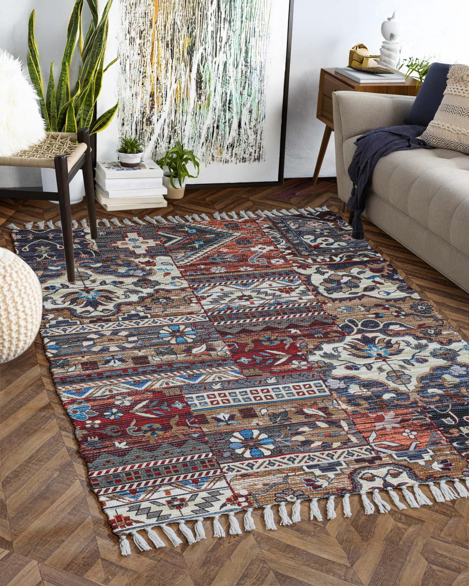 Handmade Multicolor Shade Rug - Image 5