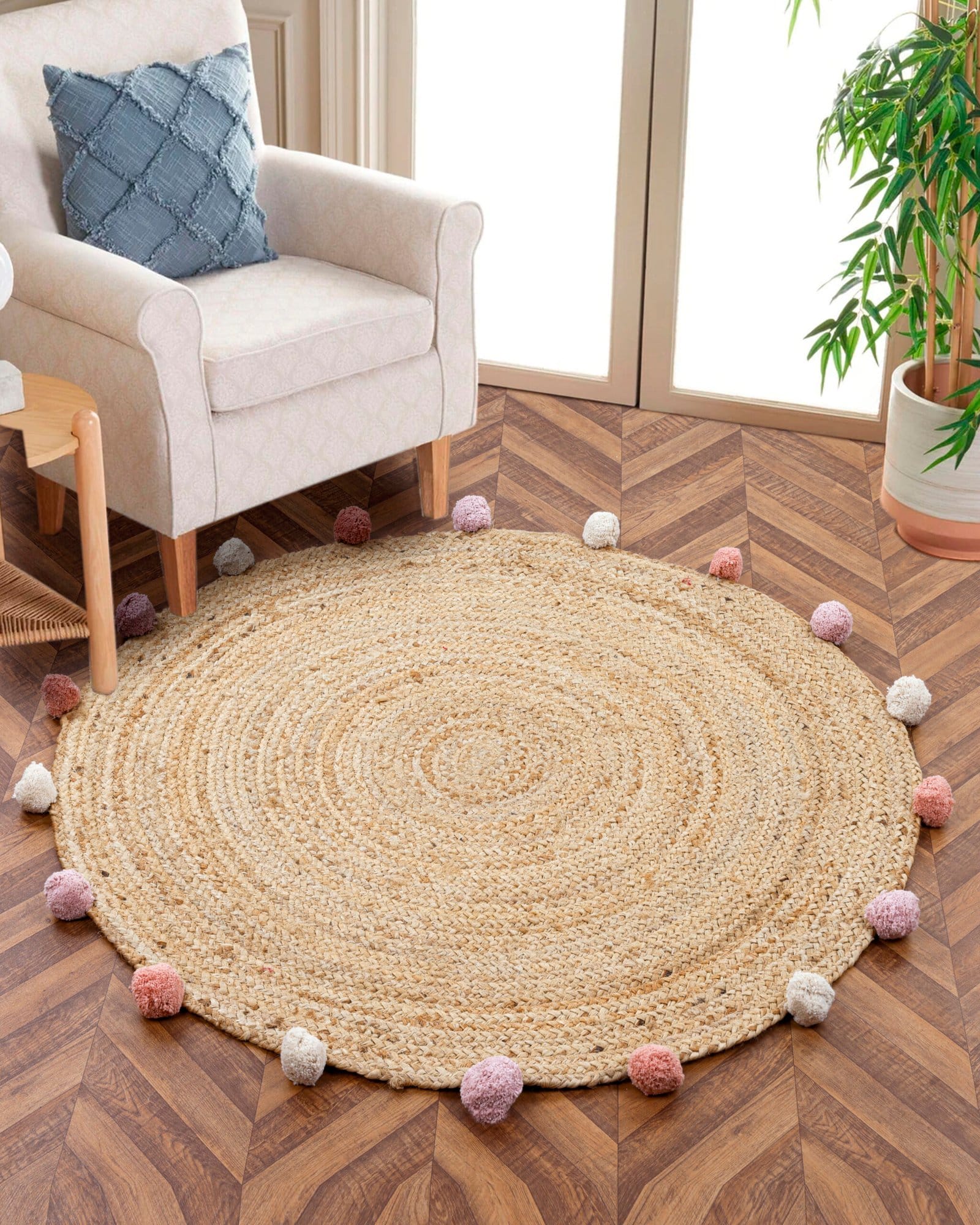 Round Jute Carpet Tri-color - Image 5
