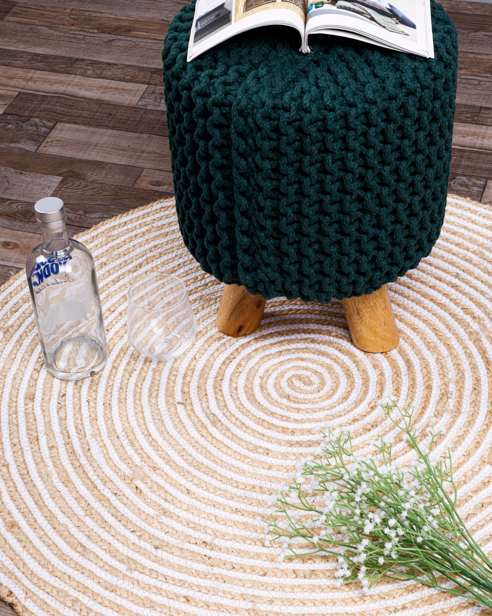 Natural Handwoven Round Jute Rug - Image 3