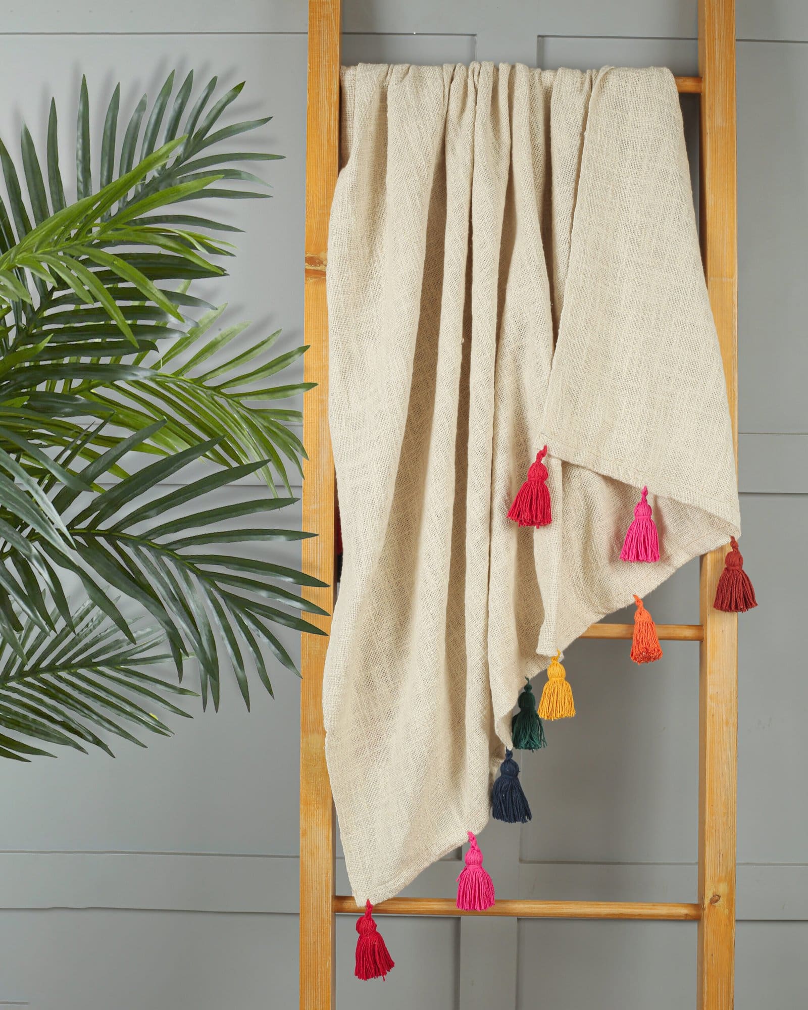 Cotton Off White Multicolor Throw Blanket - Image 5