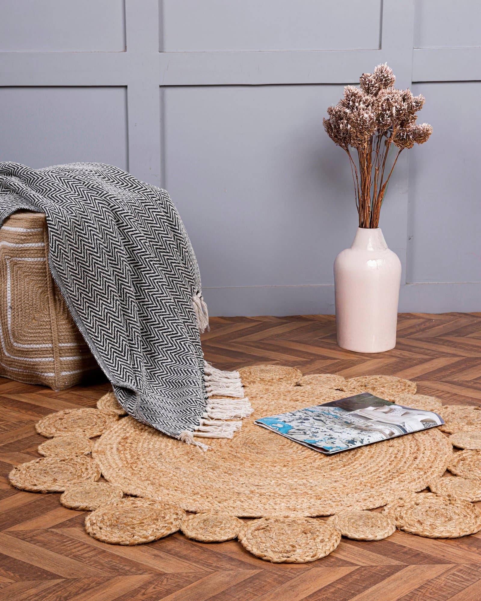 Natural Handwoven Jute Rug - Image 3