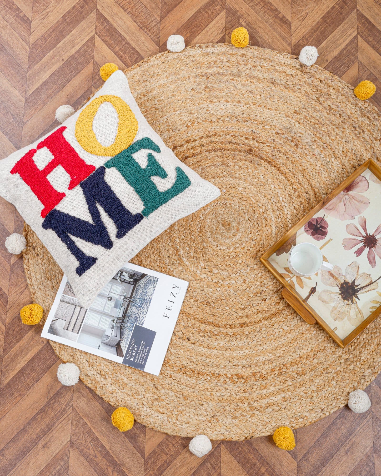 Round Jute Carpet Two-Color