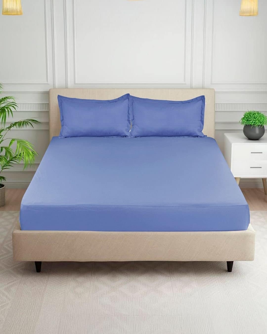 Premium Fitted Lavender-Blue Bedsheet