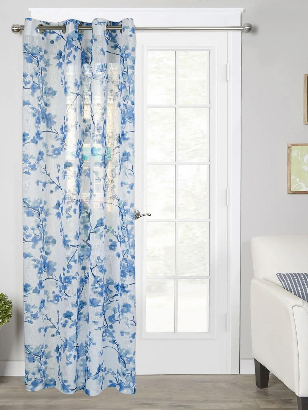 Floral Textured Sheer Curtains - Image 4