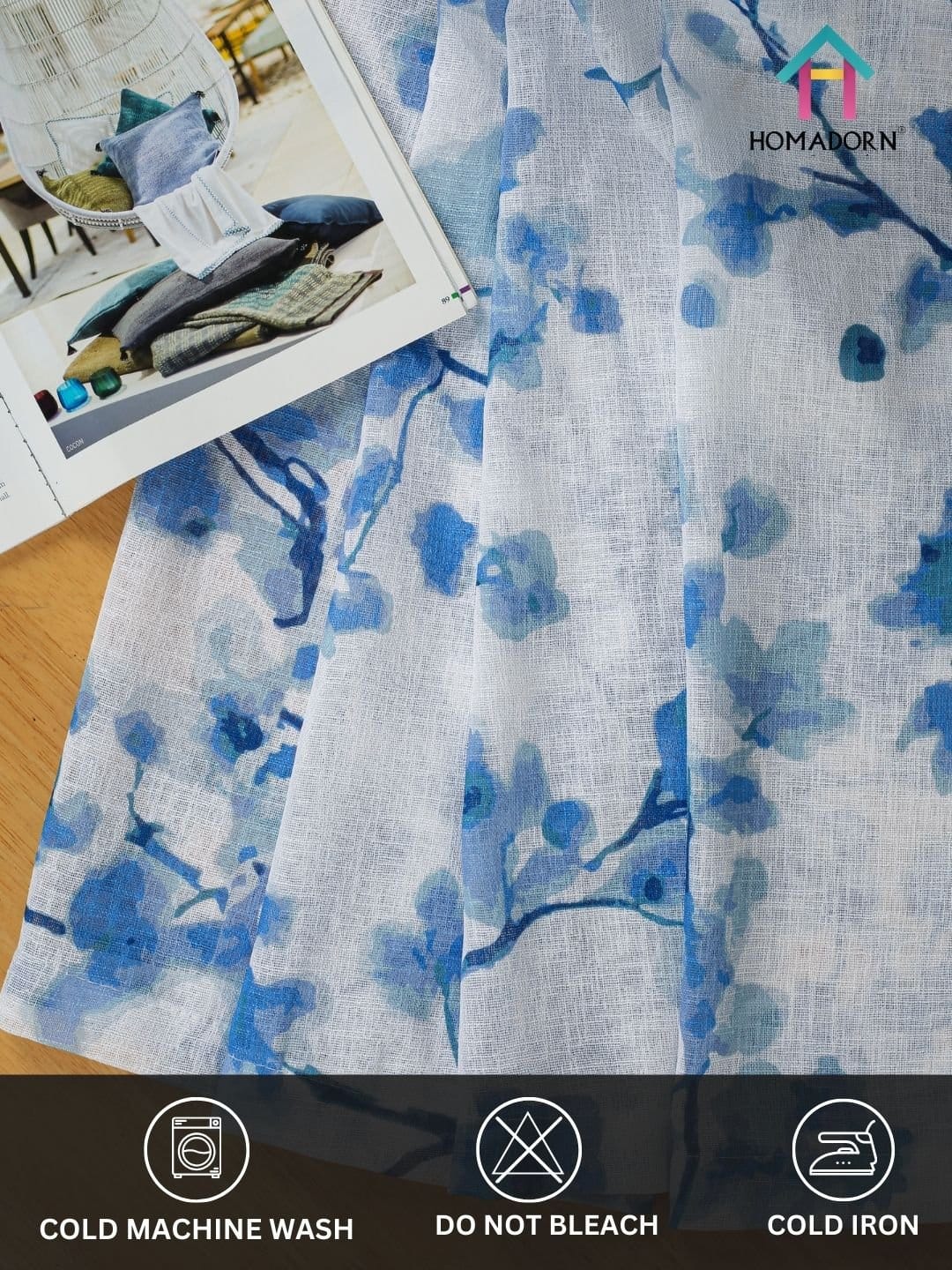 Floral Textured Sheer Curtains - Image 2
