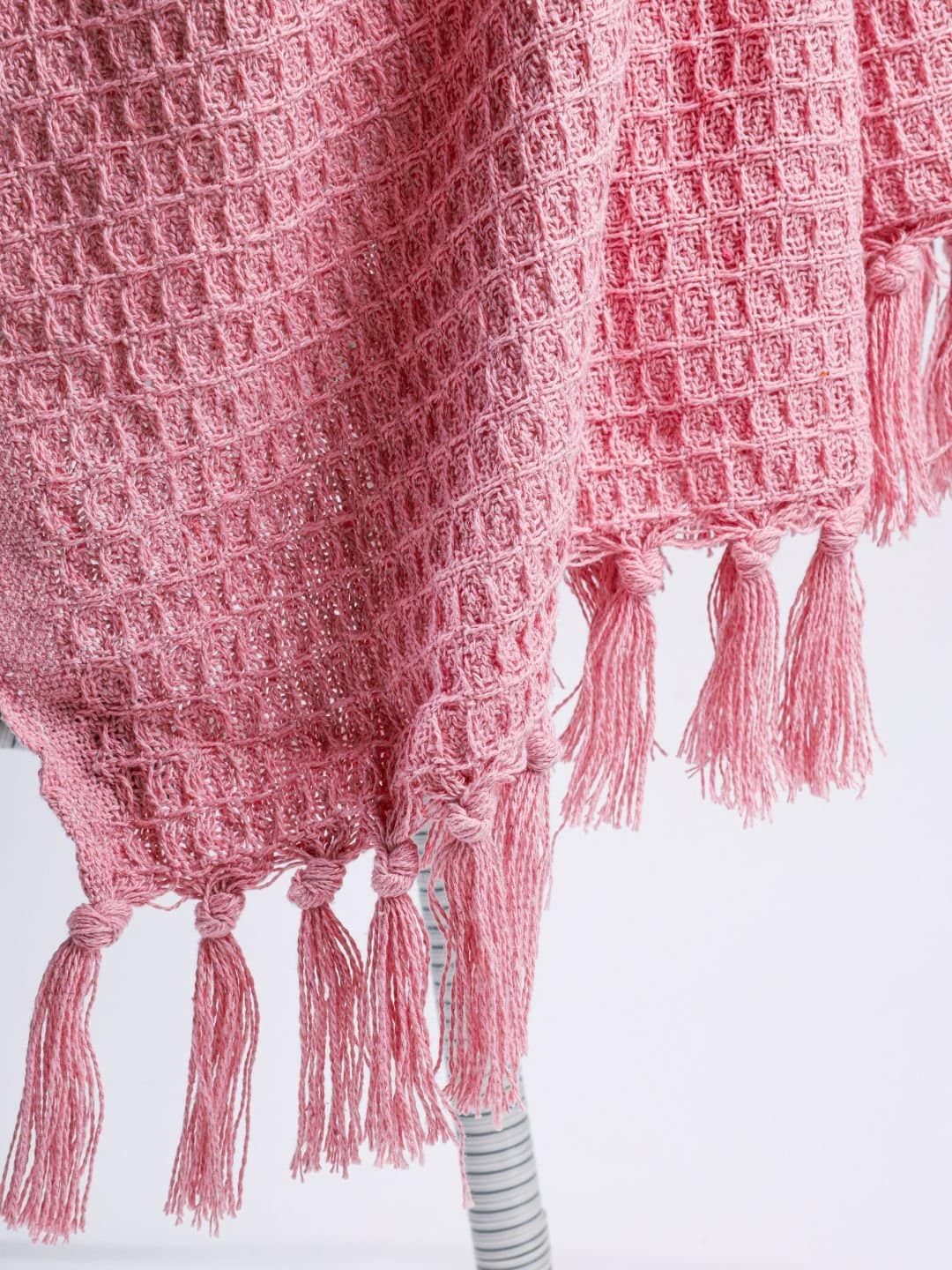Waffle Weave Cotton Pink Throw - Image 4