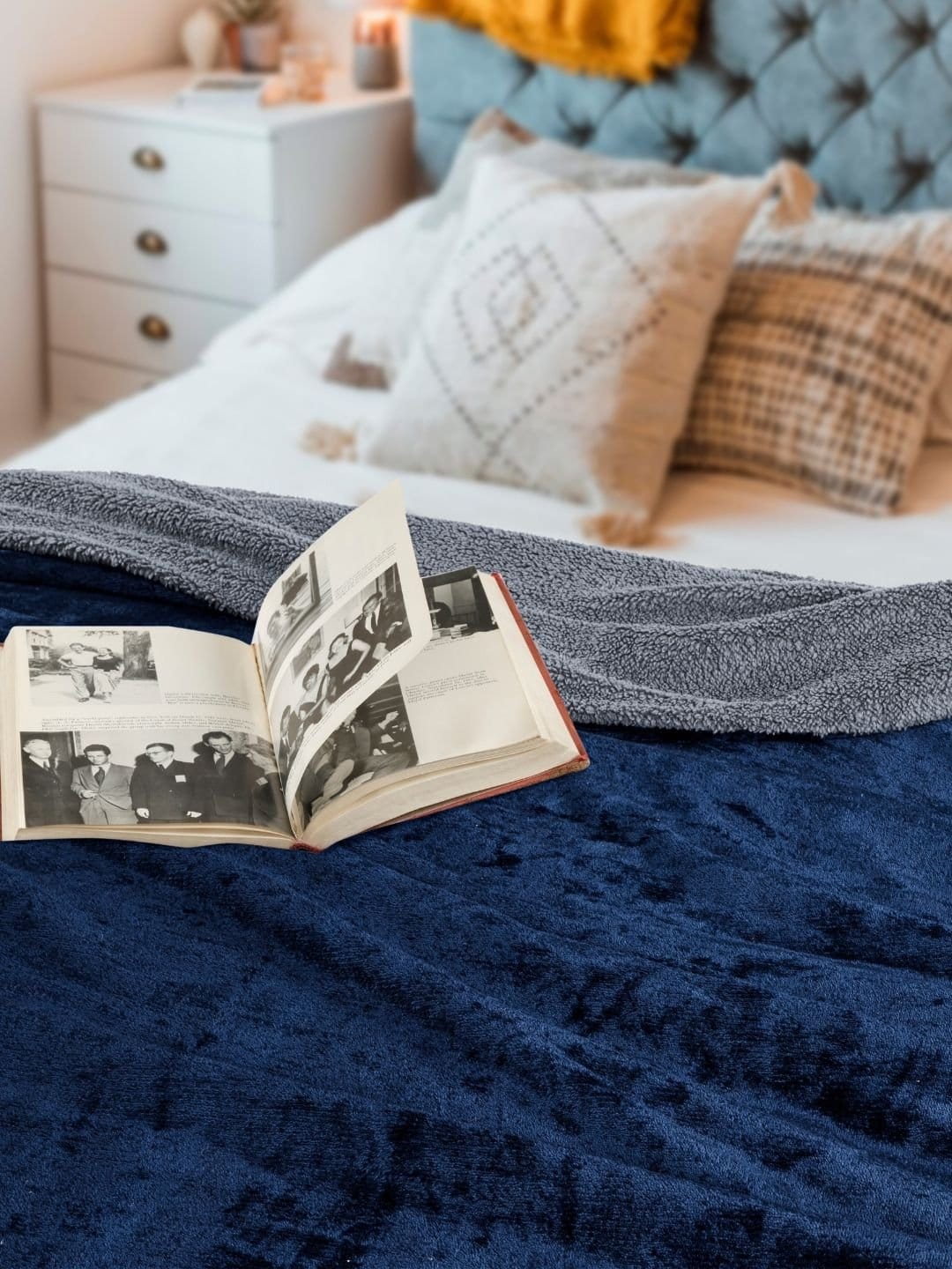 All Season Reversible Navy-Grey Blanket - Image 5