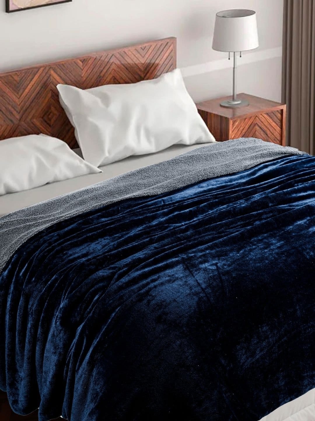 All Season Reversible Navy-Grey Blanket