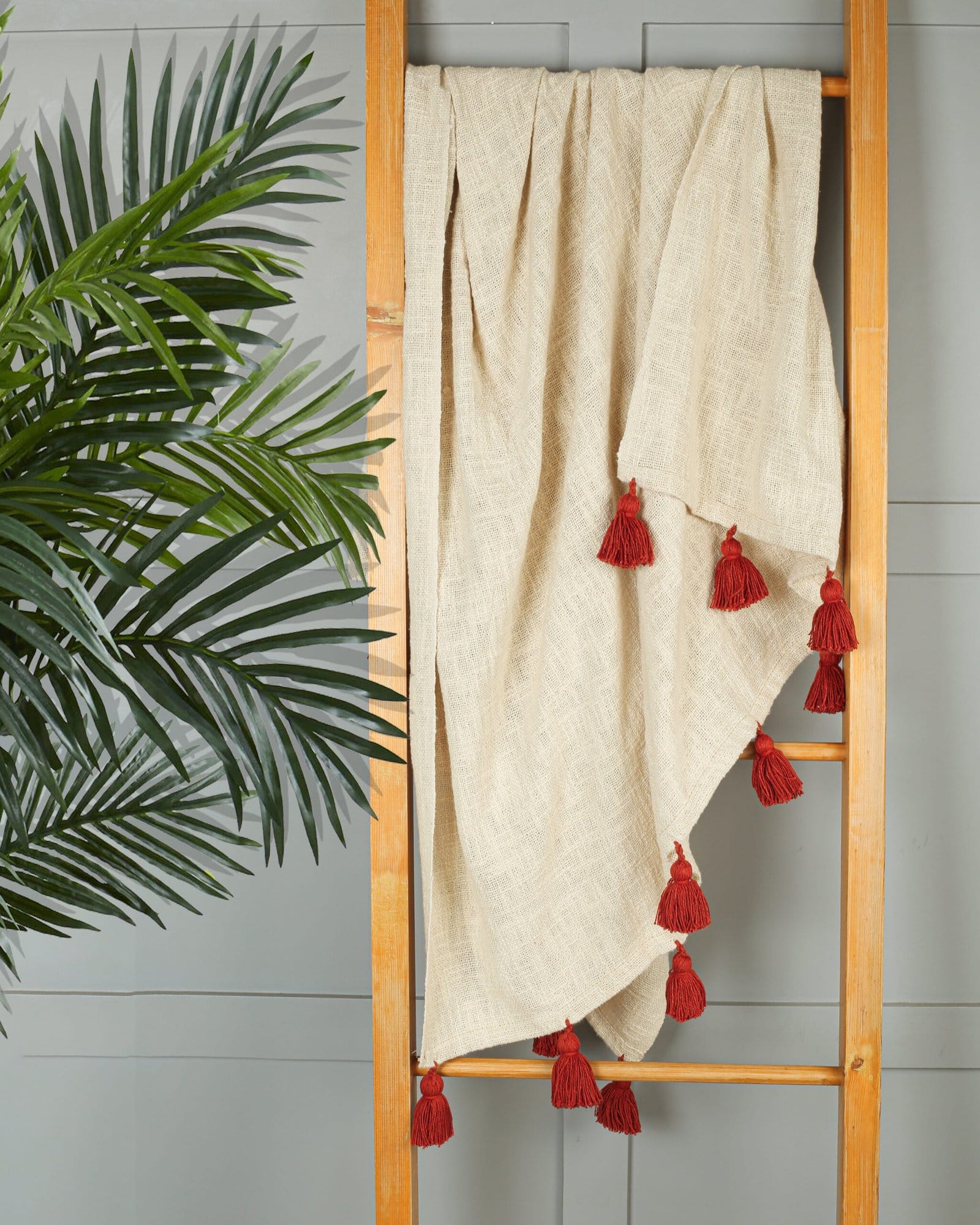 Cotton OffWhite Rust Throw - Image 2