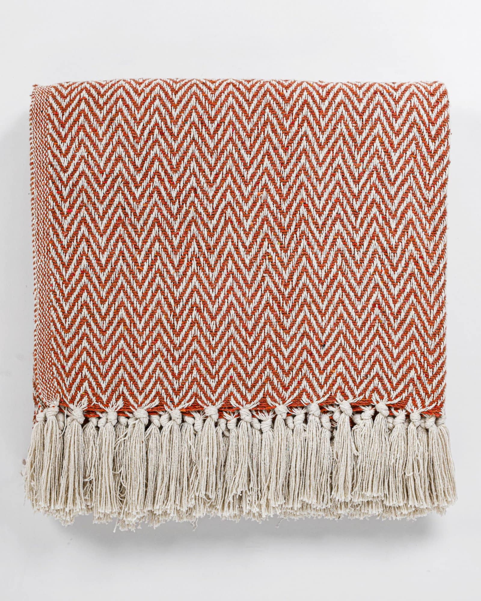 All Season Cotton Orange Weaved Throw - Image 3