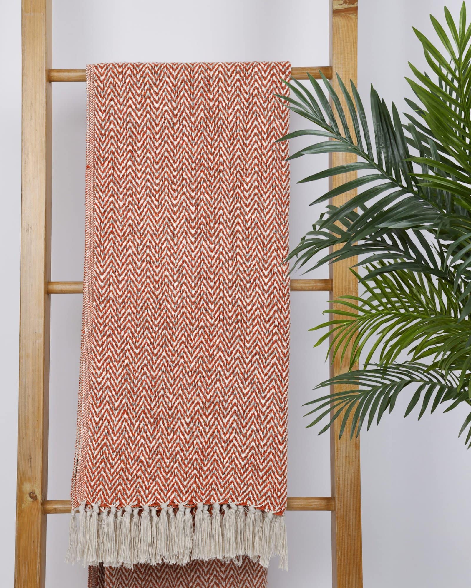 All Season Cotton Orange Weaved Throw - Image 5