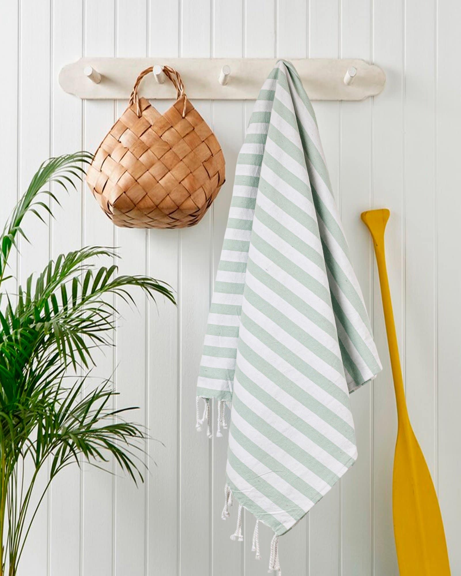 Mint Green Striped Bath Towel - Image 4