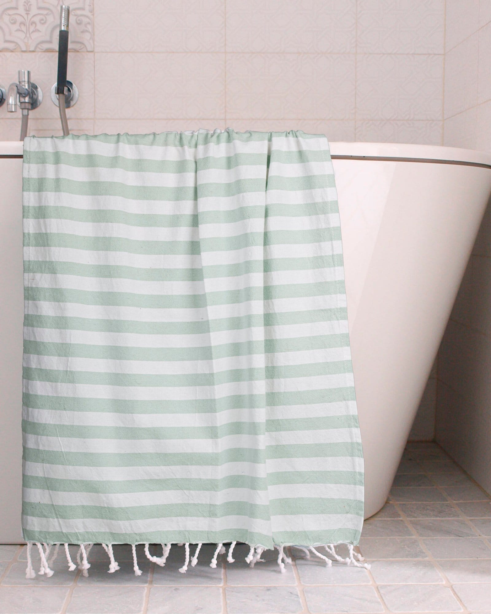 Mint Green Striped Bath Towel