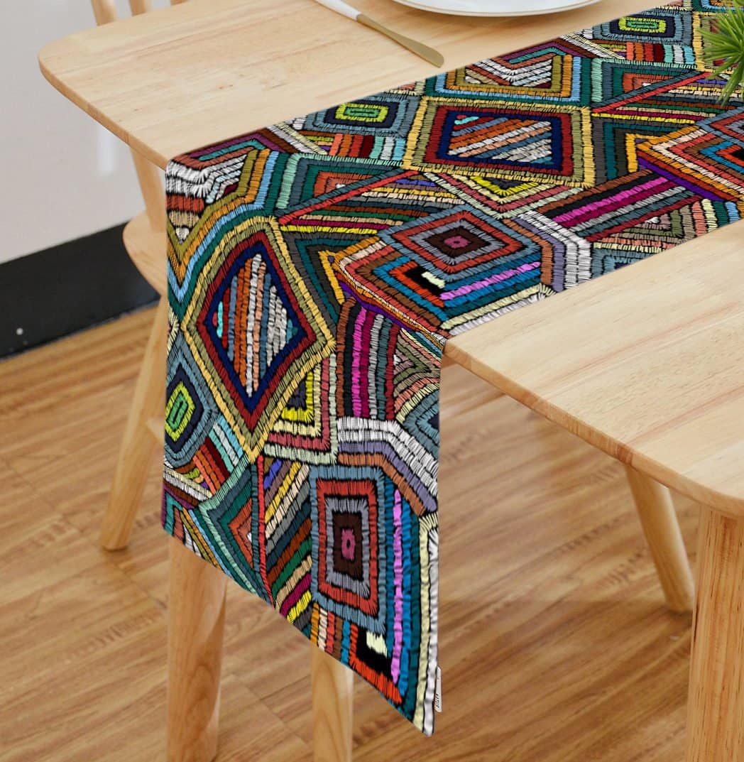 Digital Multicolor Design Table Runner