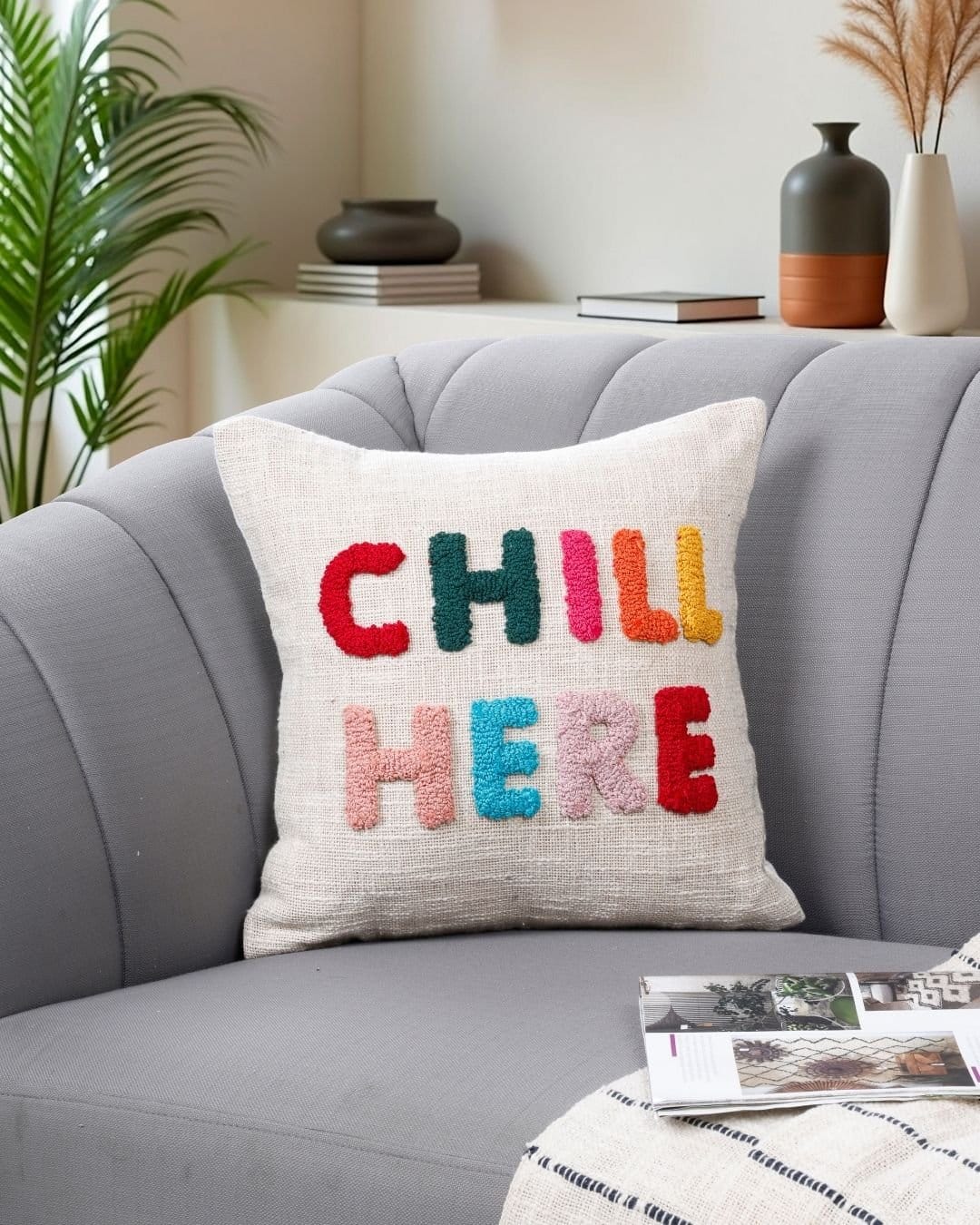 2 Handtufted Chill-Here Cushion Cover - Image 1