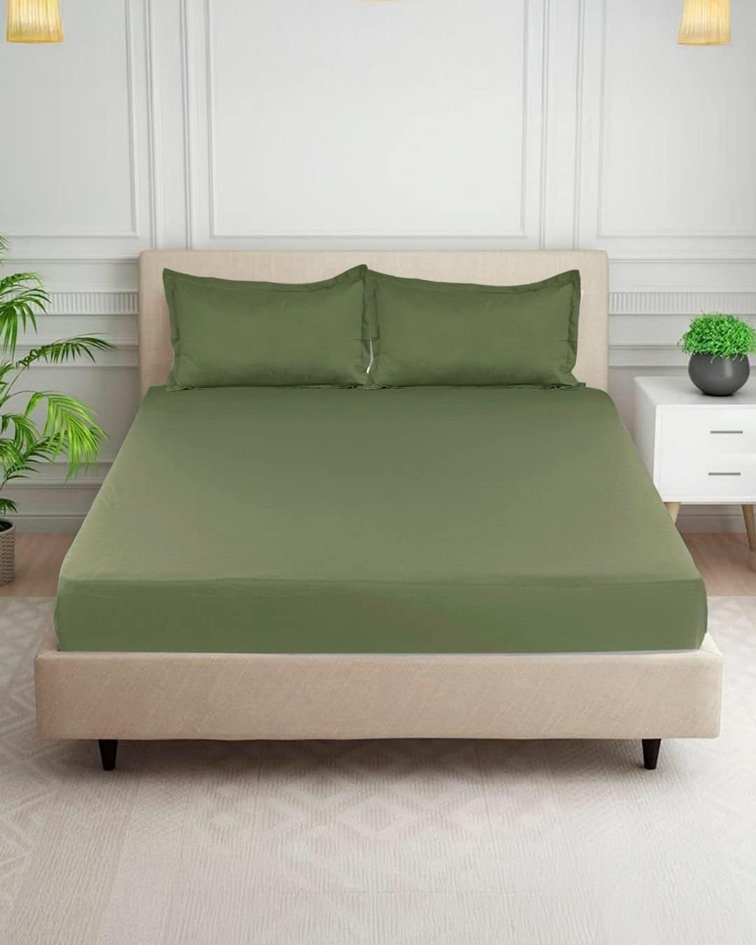 Premium Fitted Sage-Green Bedsheet