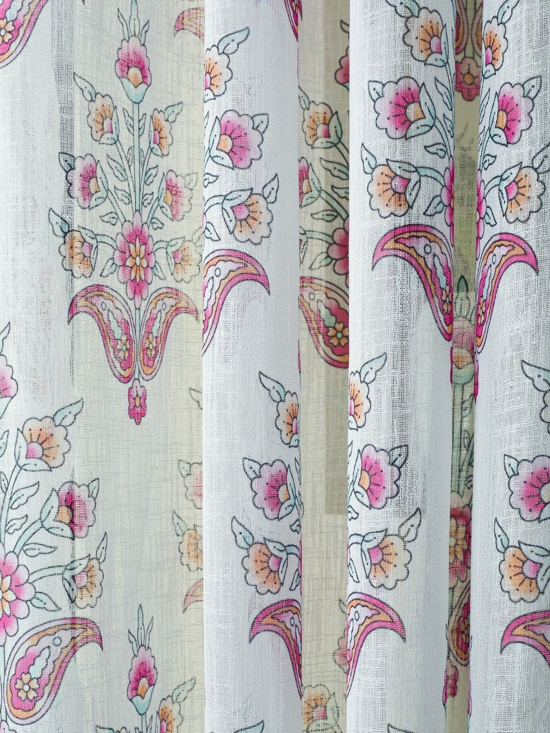 Printed Linen Multi Flower Sheer Curtains - Image 3