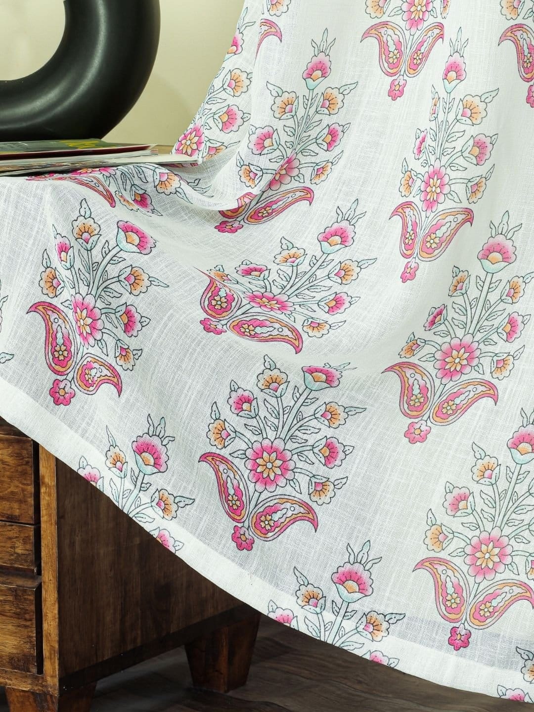 Printed Linen Multi Flower Sheer Curtains