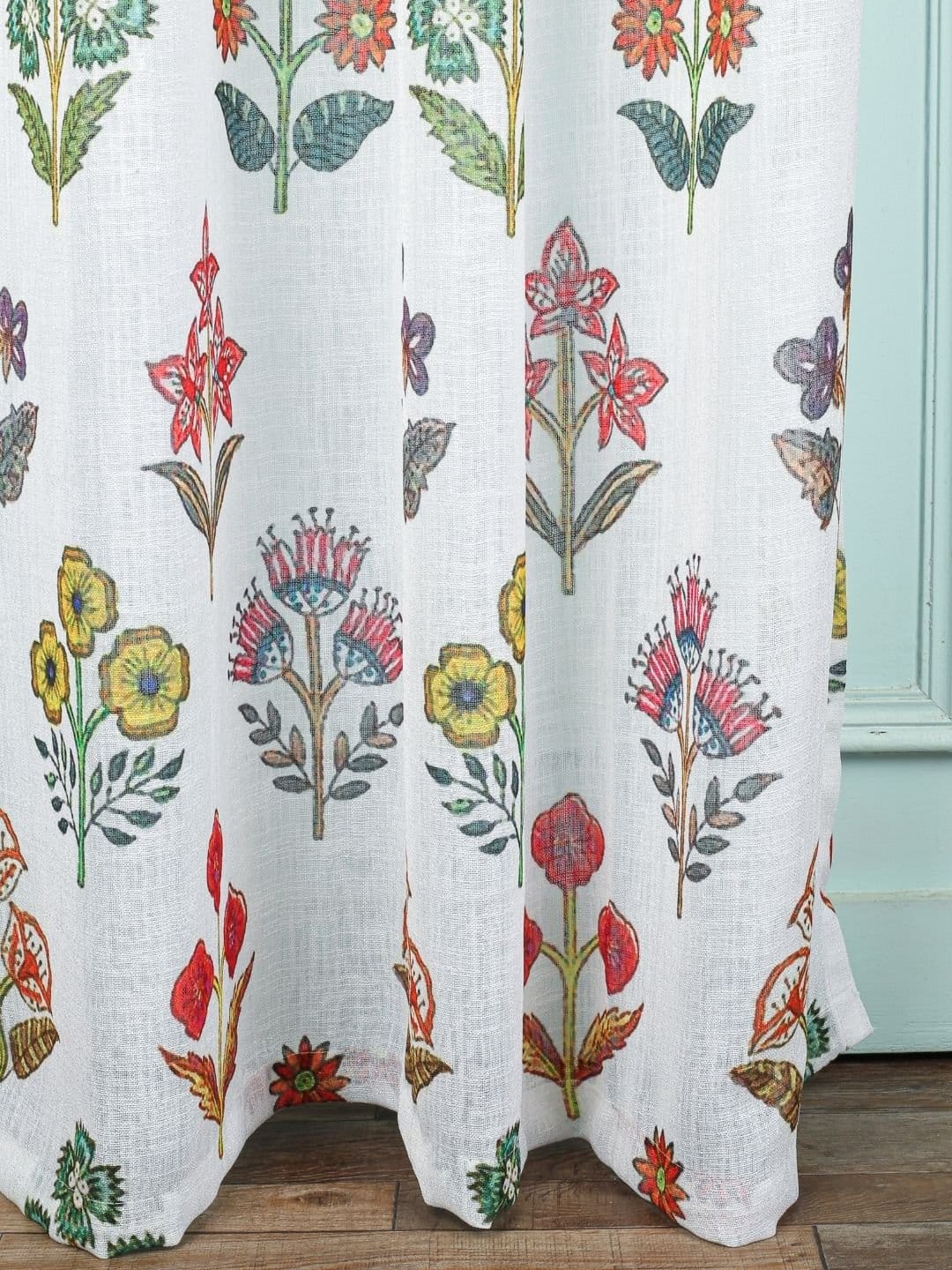 Printed Linen Multiple Flower Sheer Curtains - Image 3