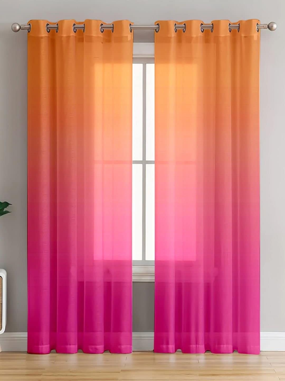 Printed Linen Textured Sheer Curtains - Image 2