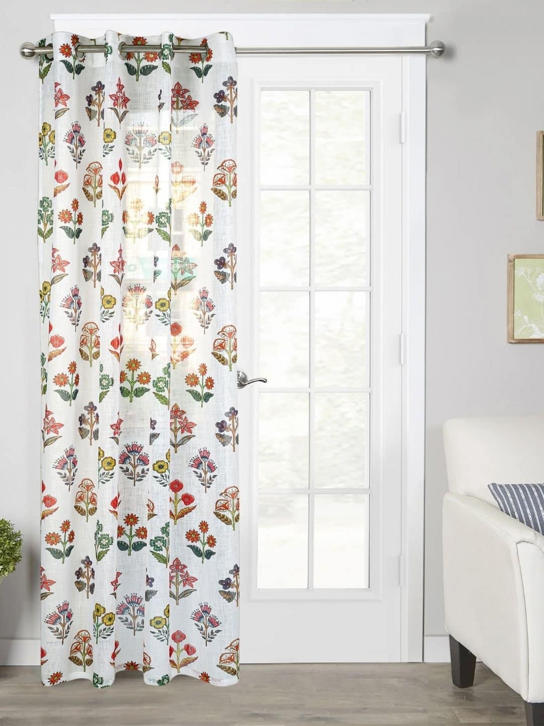 Printed Linen Multiple Flower Sheer Curtains - Image 5