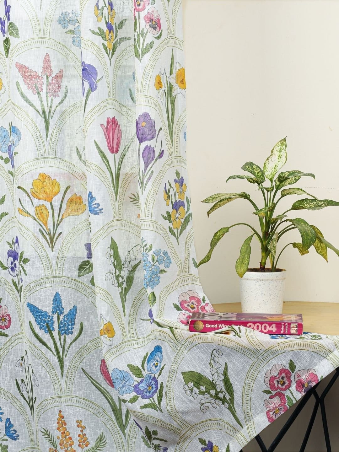 Printed Multicolor Flower Design Sheer Curtains - Image 3