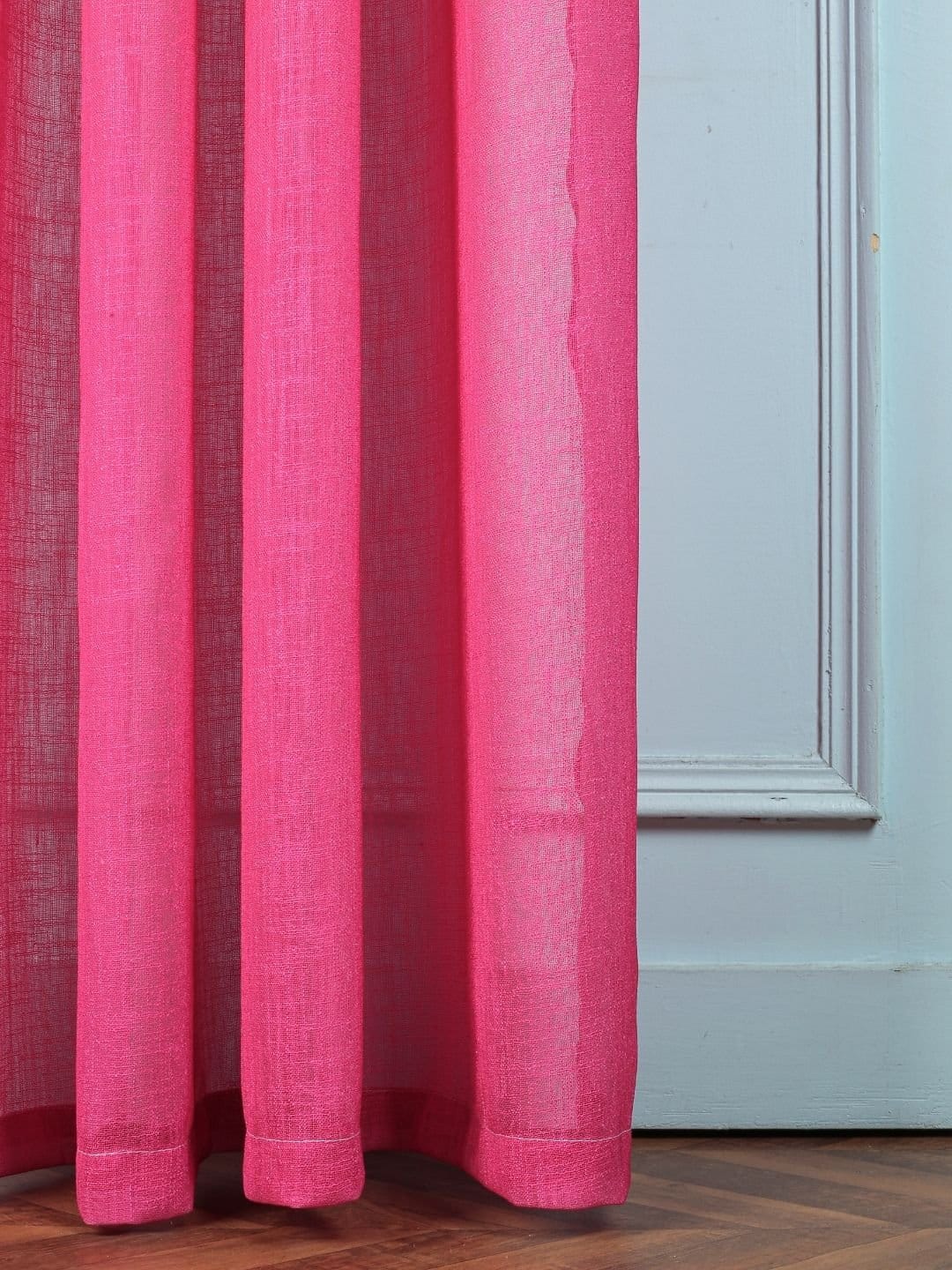 Printed Linen Textured Sheer Curtains - Image 4