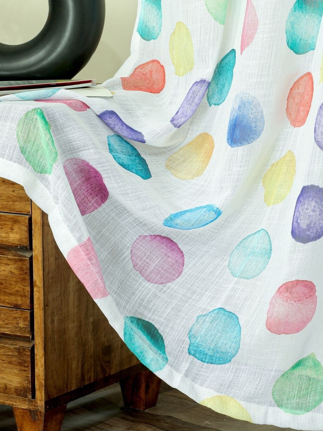 Printed Linen Multicolor Design Sheer Curtains