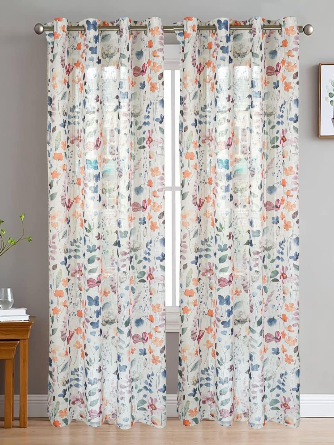 Modern Flower Printed Sheer Curtains - Image 5