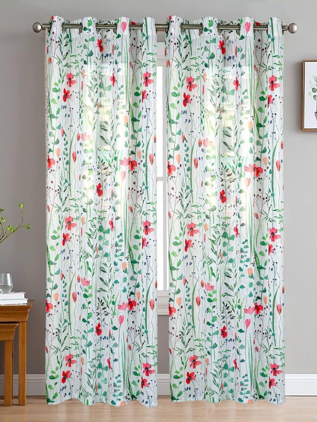 Elegant Floral Sheer Window Curtains - Image 2