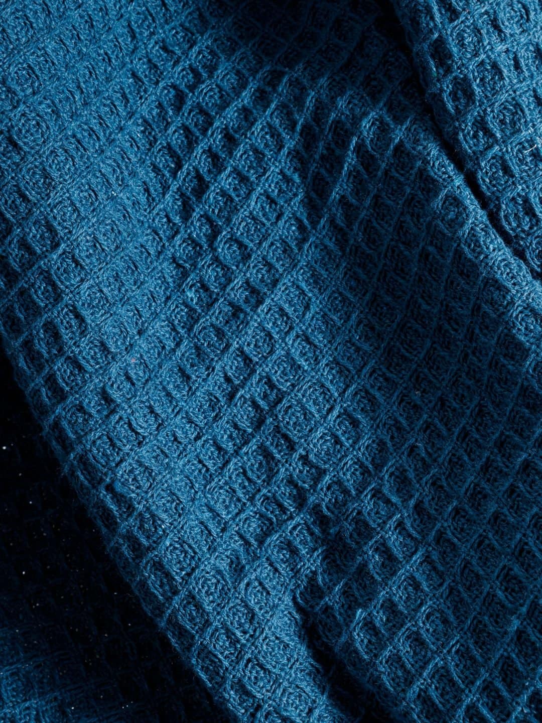 Waffle Weave Cotton Blue Throw - Image 2