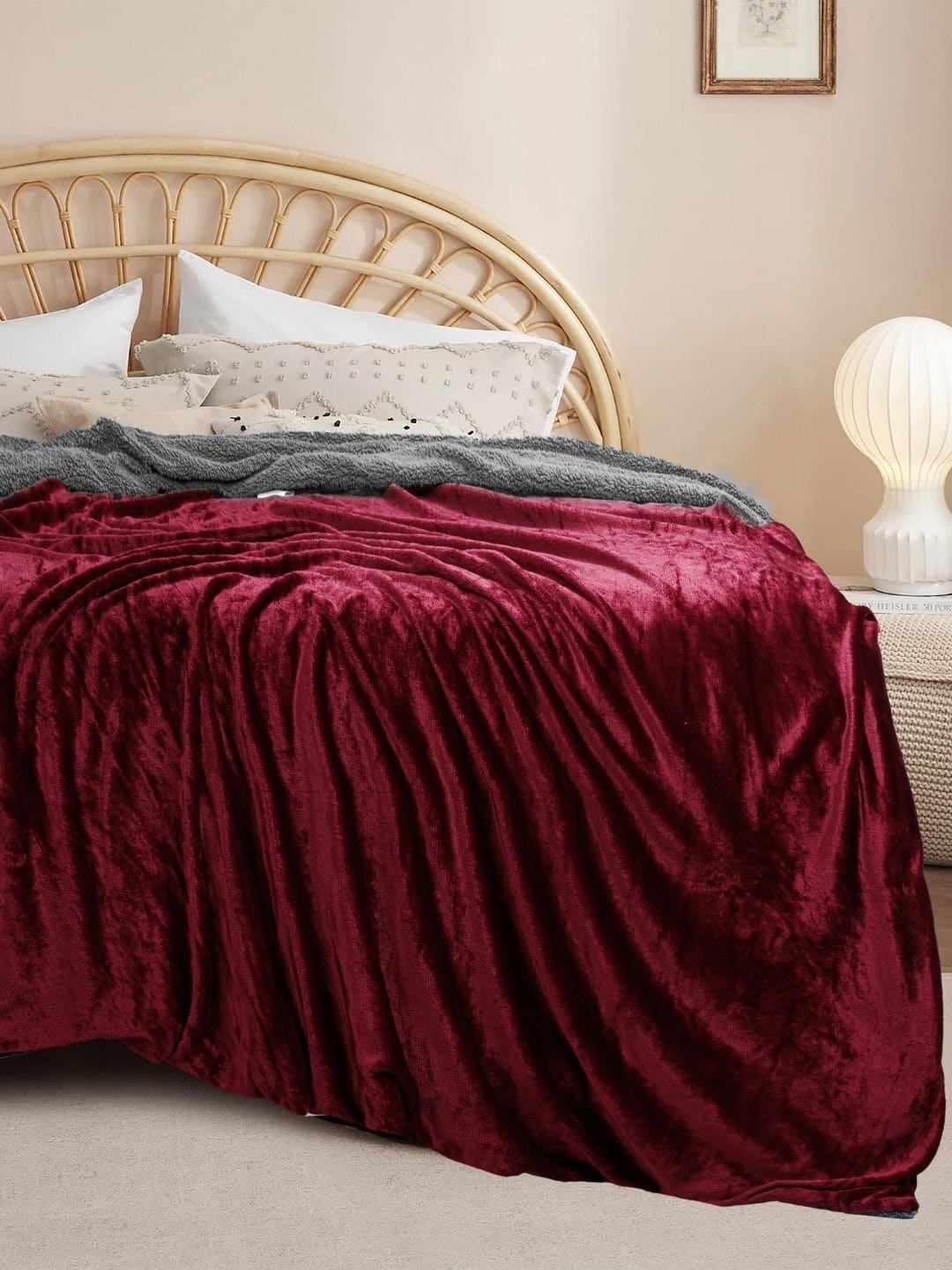 All Season Reversible Maroon-Grey Blanket - Image 2