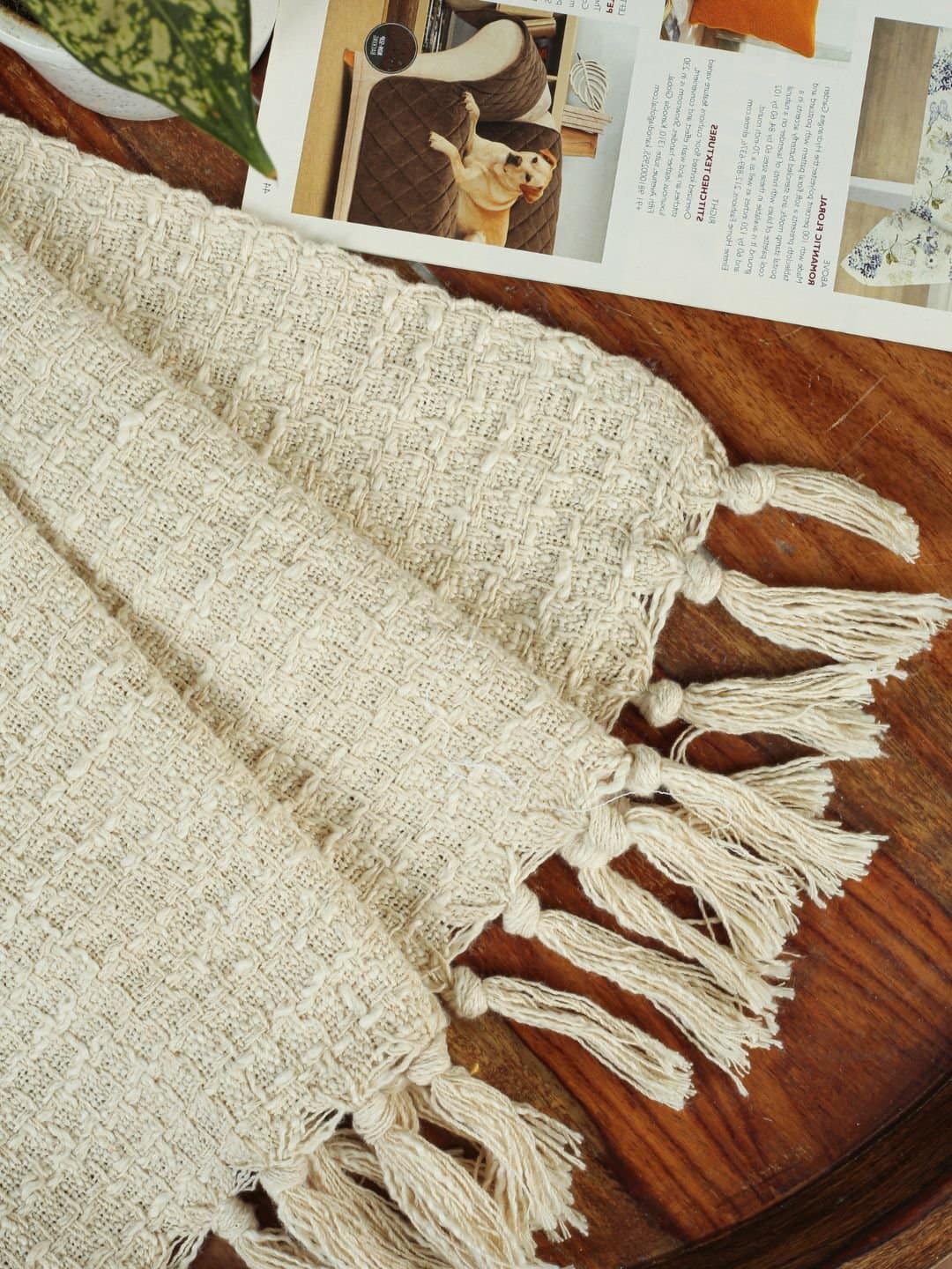 Waffle Weave Cotton OffWhite Throw - Image 2