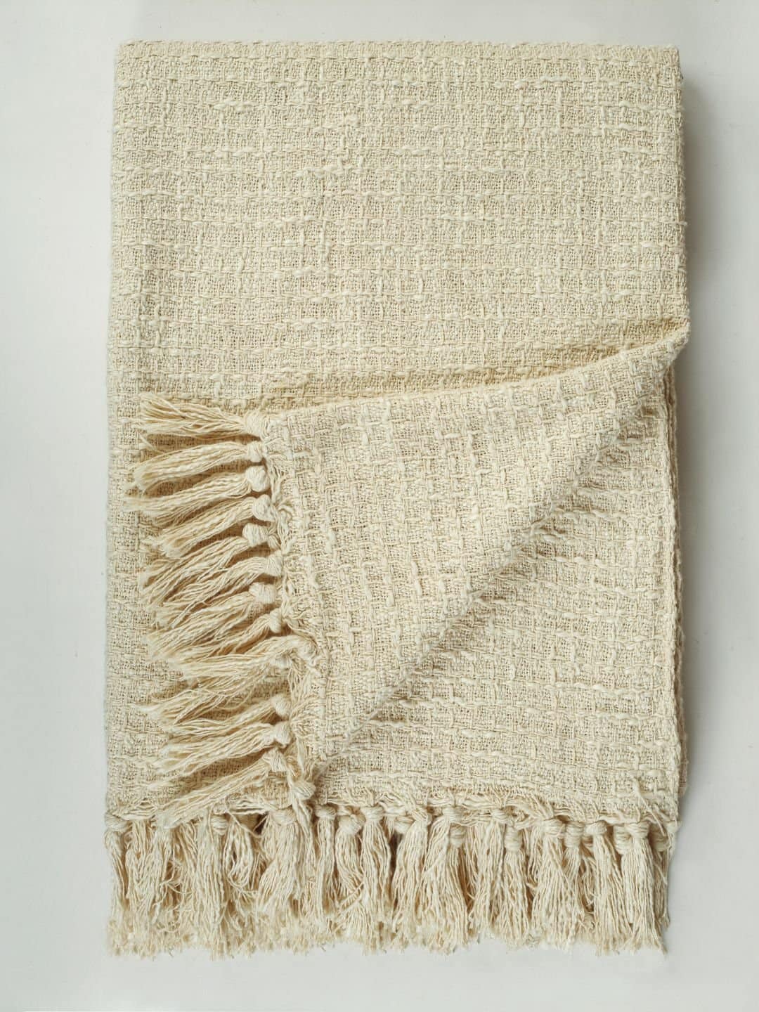Waffle Weave Cotton OffWhite Throw - Image 3