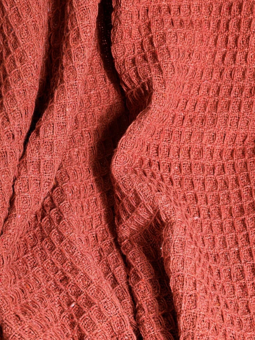 Waffle Weave Cotton Rust Throw - Image 2