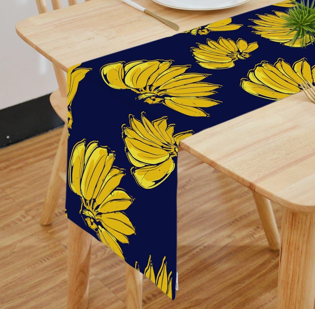 Digital Yellow Flower Design Table Runner
