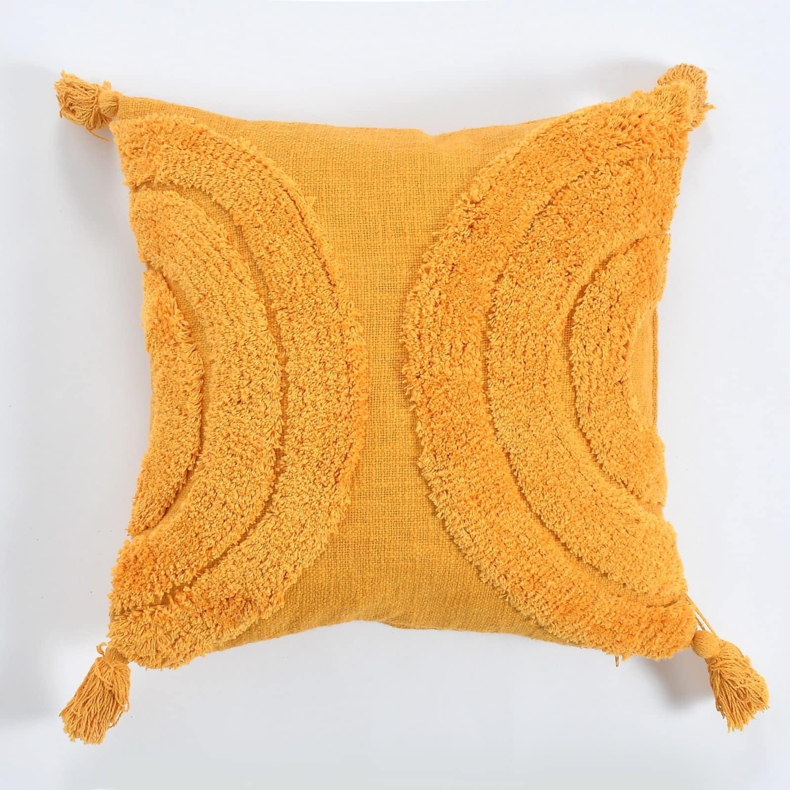 4 Handmade Decorative Mustard Boho Pillow Covers - Image 1