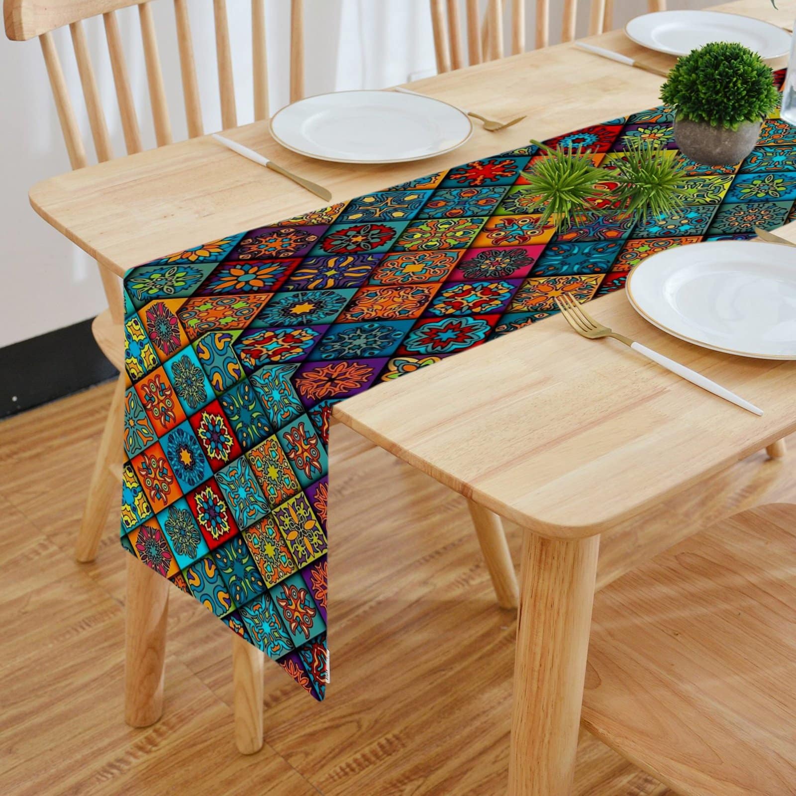 Digital Printed Multicolor Table Runner