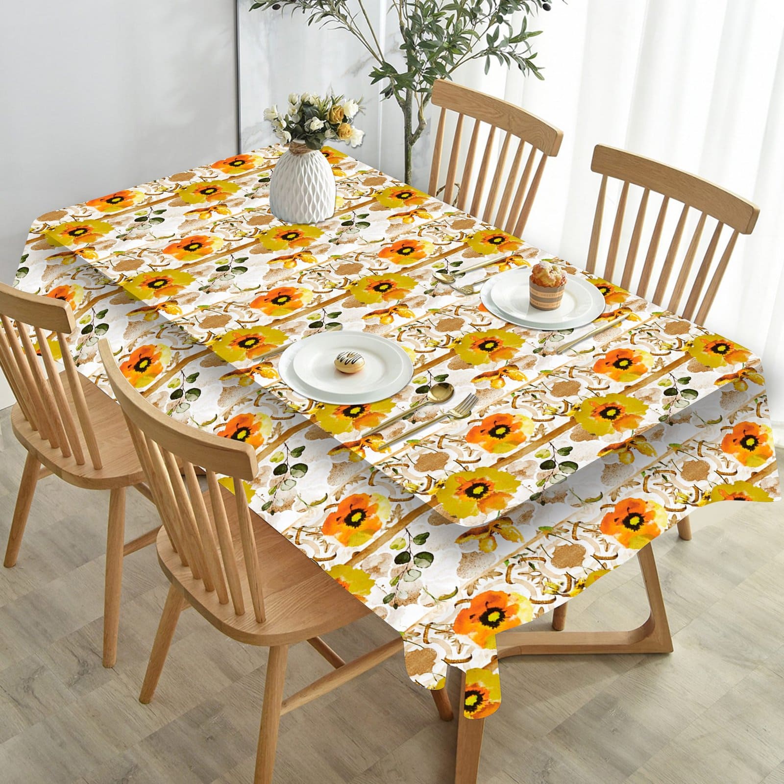 Multicolor Floral Digital Printed Table Cloth