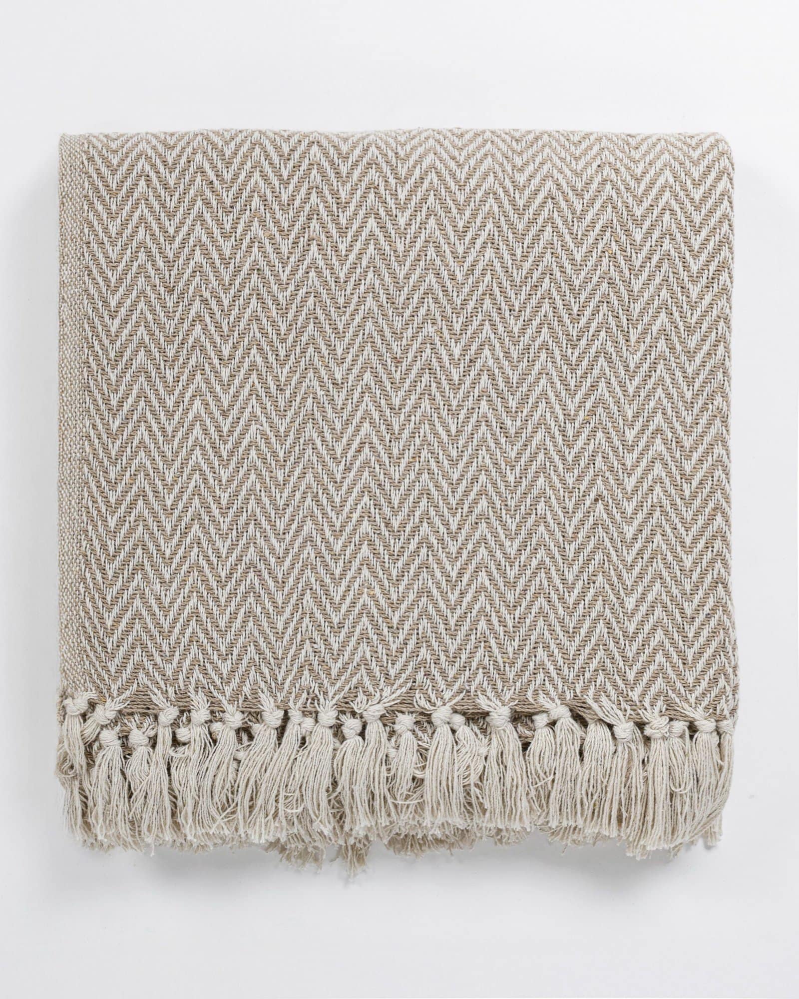 All Season Cotton Beige Weaved Throw - Image 4